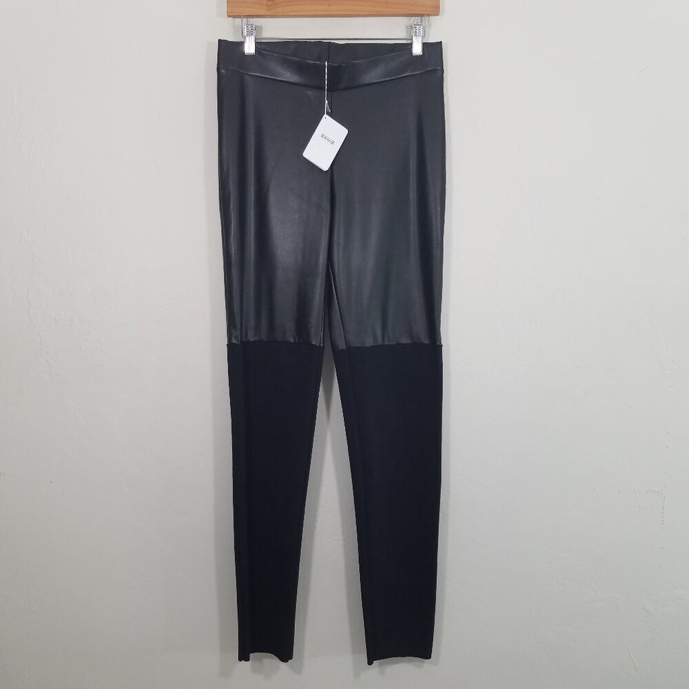 NWT Wolford Cherilyn Faux Leather/Suede Legging Black Size 12 - Picture 2 of 7